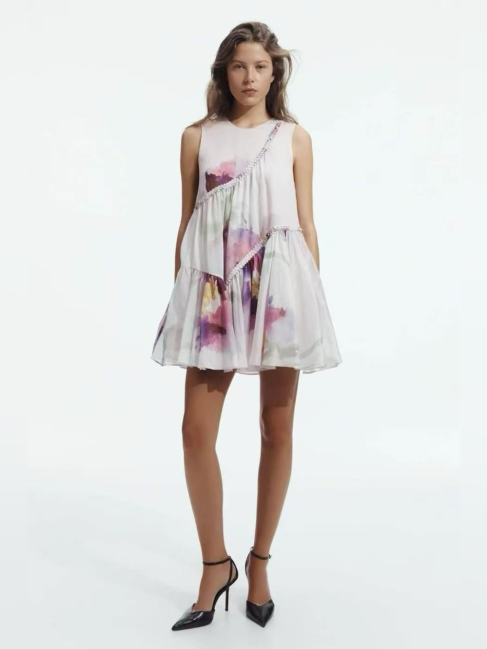 Aje Verse mini dress Sleeveless Watercolor Floral , 2 4 6 8
